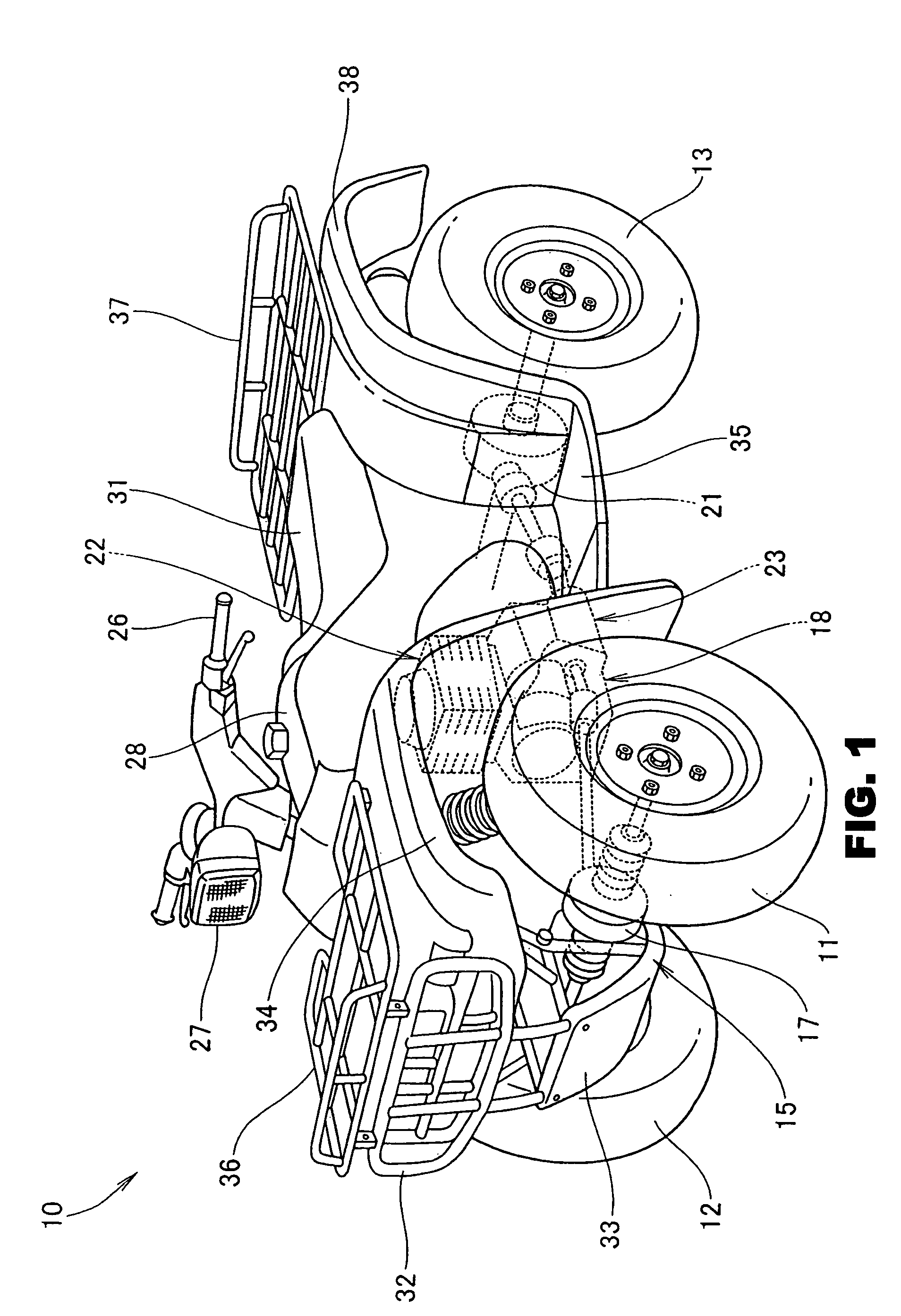 Vehicle body frame structure for all-terrain vehicle