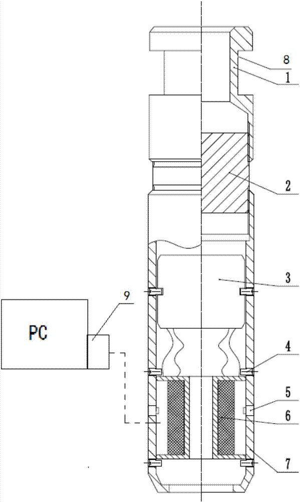 Marine drift diameter gauge type drill rod or oil pipe leakage flux detection device and detection method