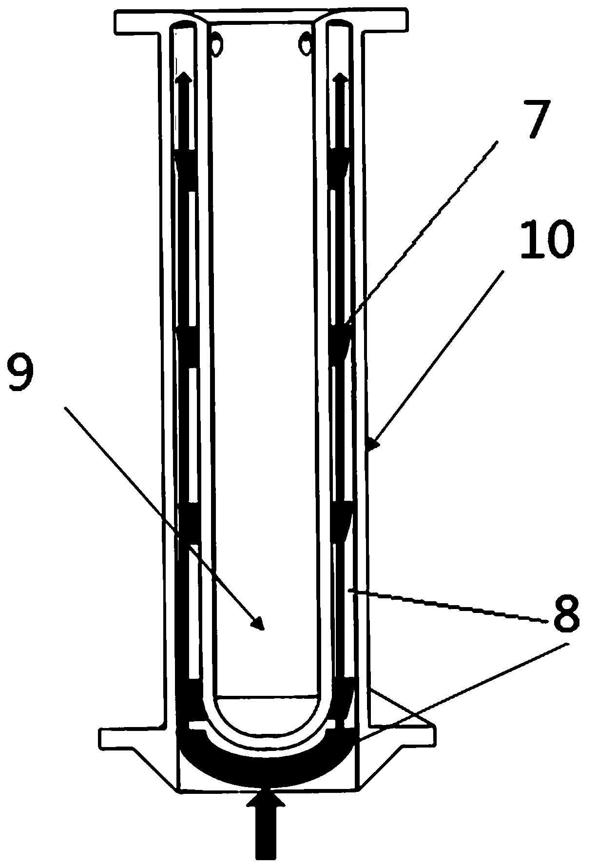 Double-layer hollow cylinder investment shell structure for vacuum suction casting process of high temperature resistant alloy