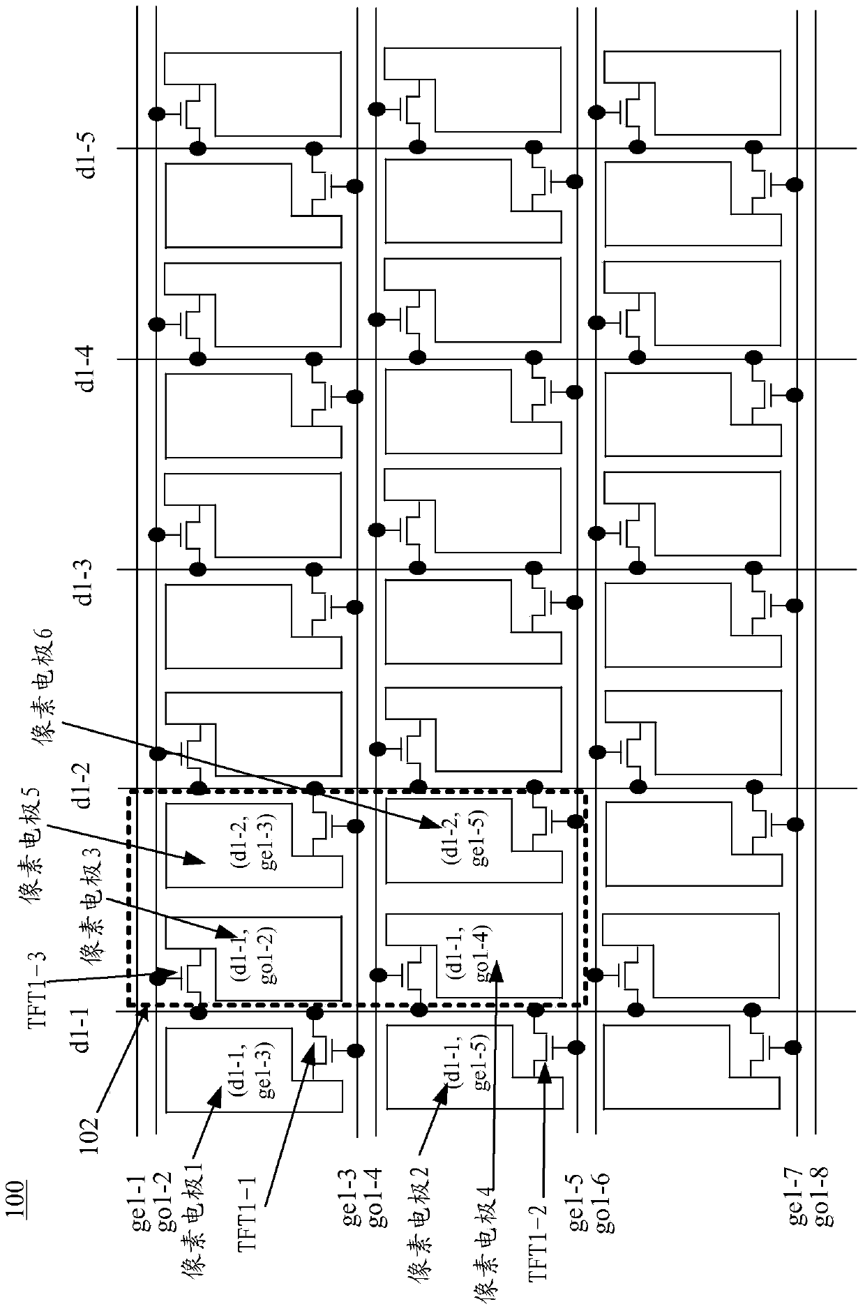 A double grid line array substrate, test method, display panel and display device