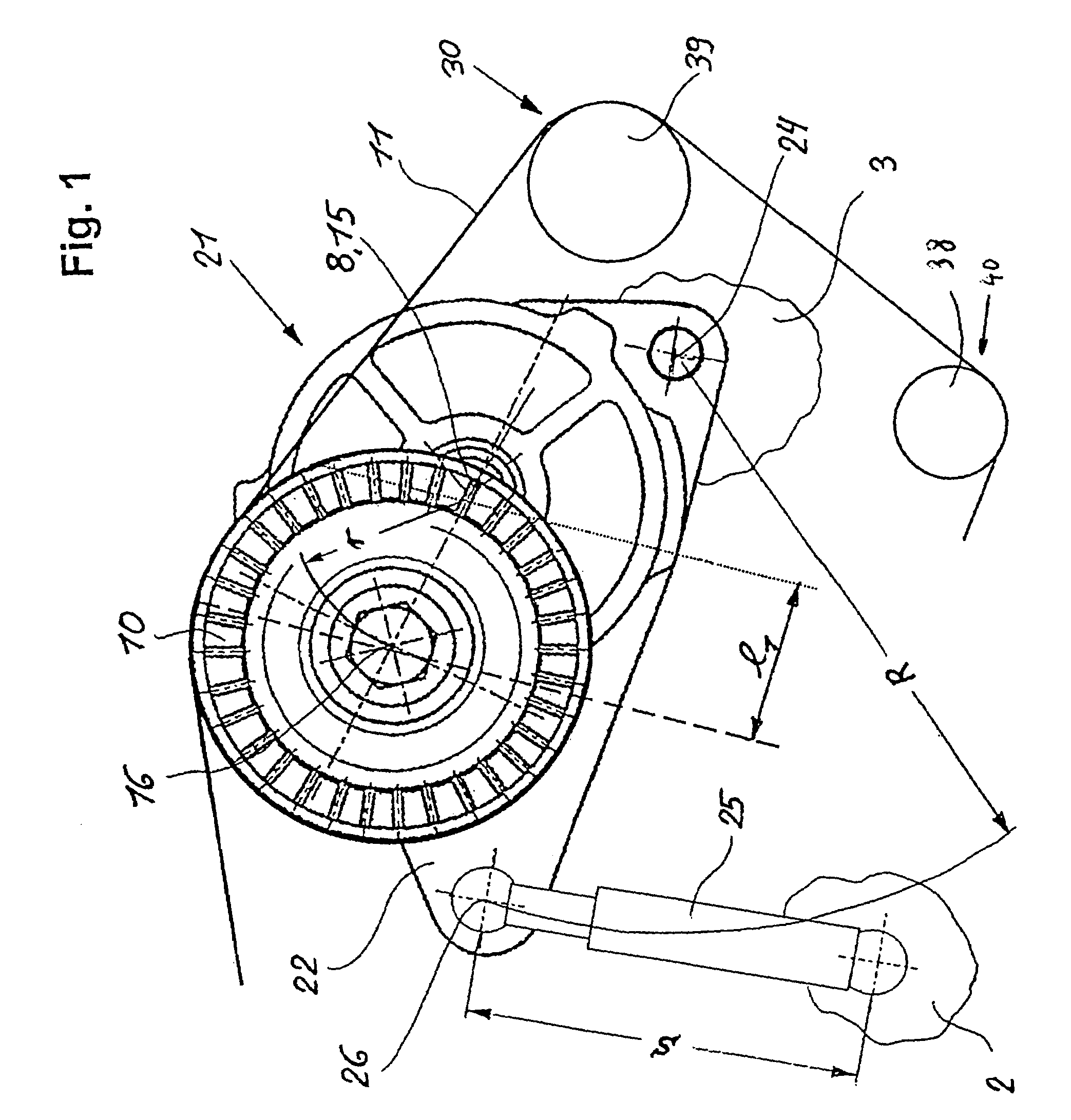 Tensioner with adjustable biasing force of a traction member