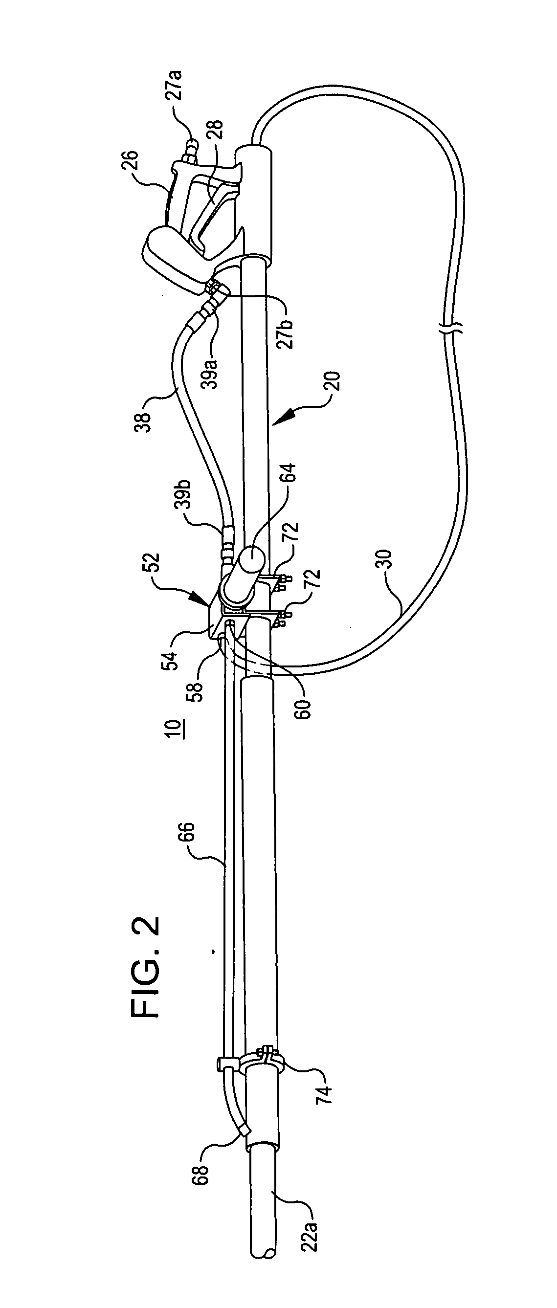 Variable reactive force arrangement for pole mounted, pressure washing lances