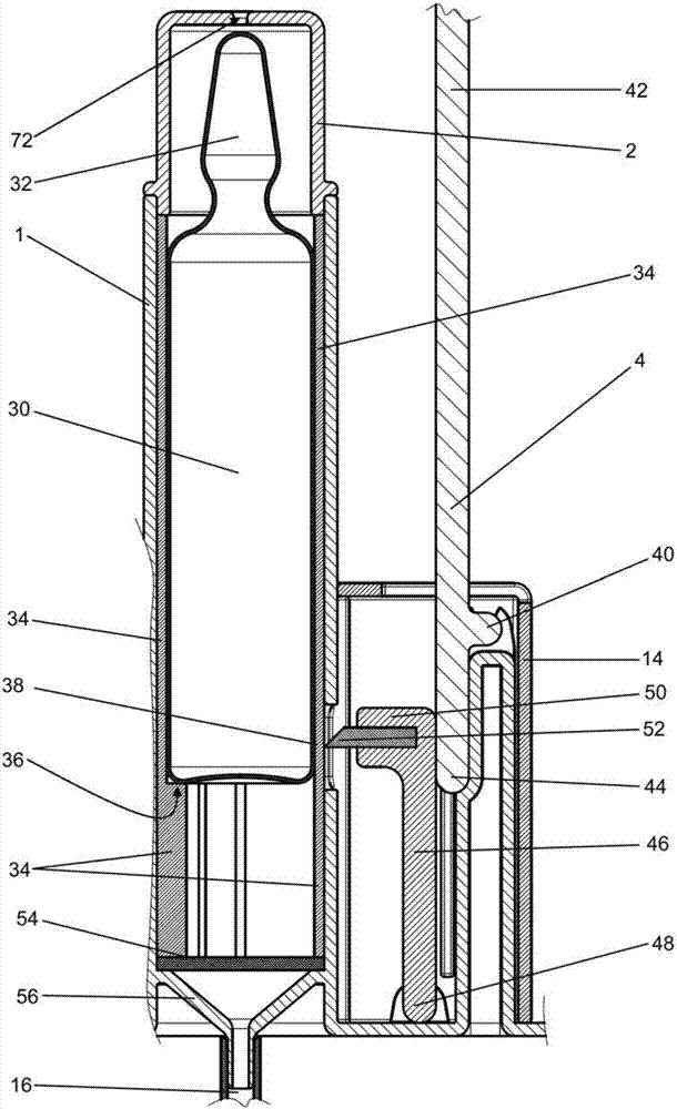 Device and method for manually opening glass ampules and a cementing device