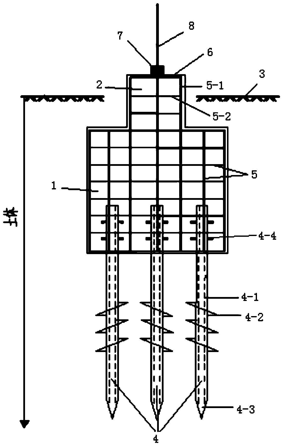 Infrastructure for guy wire of guyed tower, and guy wire fixing method
