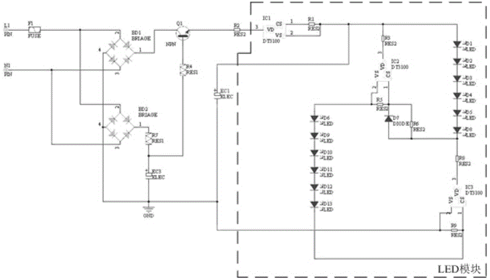 Anti-stroboscopic led power supply circuit