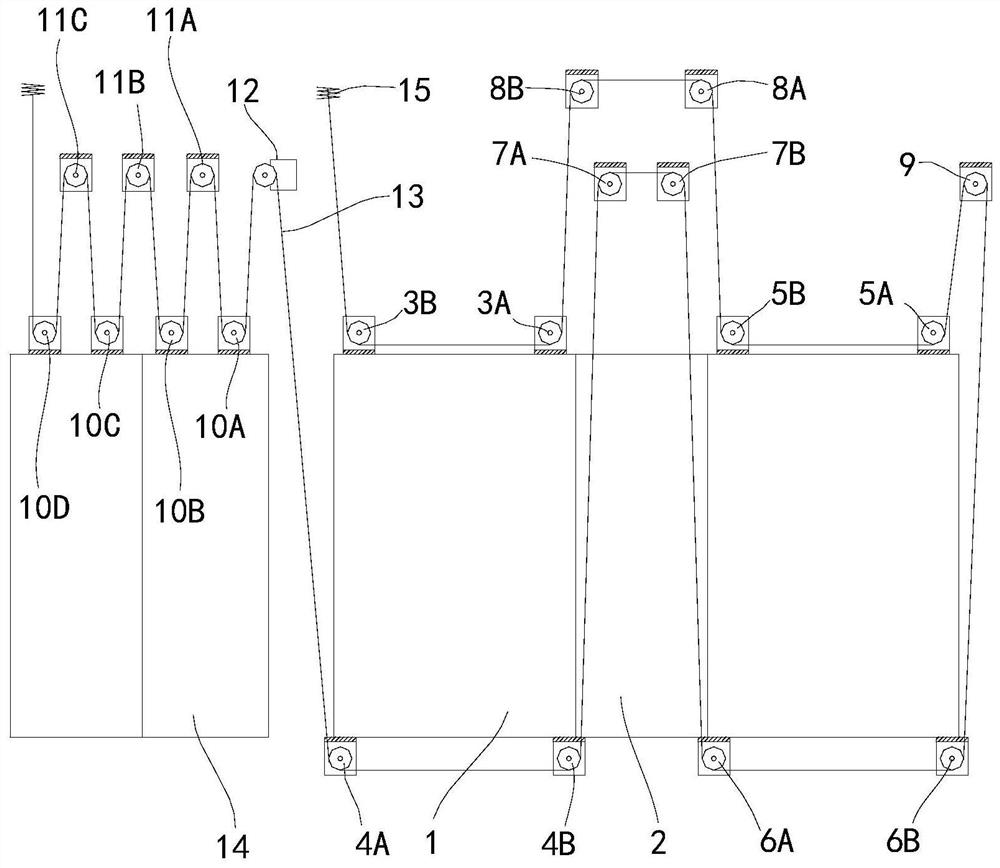 Multi-winding composite traction elevator and adjusting method