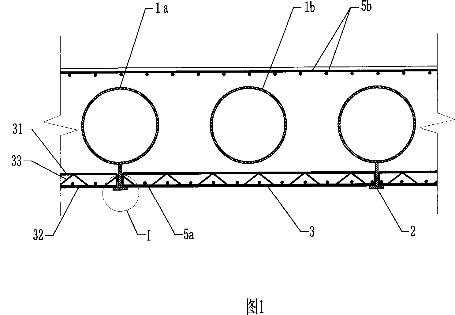 Steel pipe hollow concrete building floor and construction method thereof