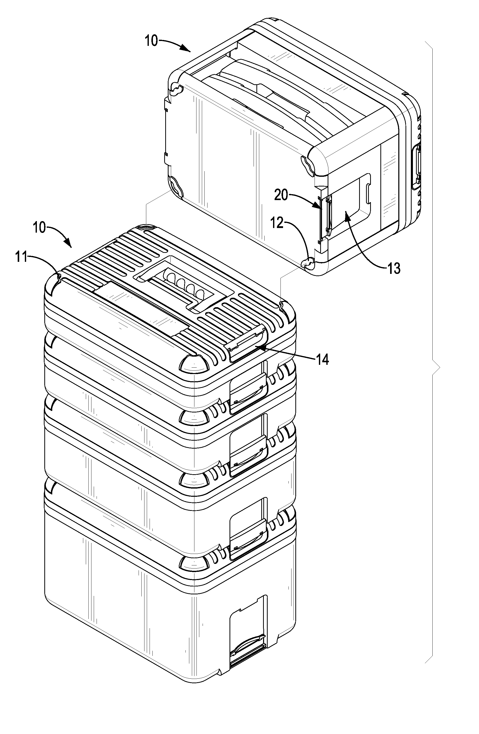 Toolbox with a stacking function