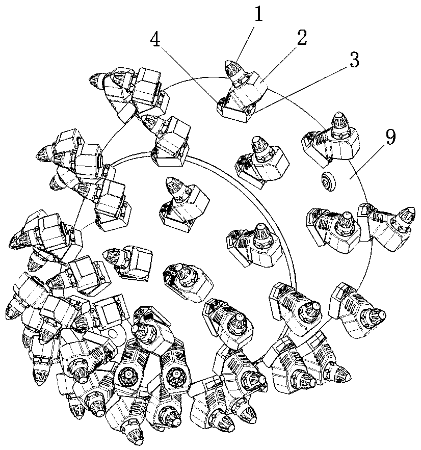 Wet cutting head or cutting drum assembly with detachable tooth seats