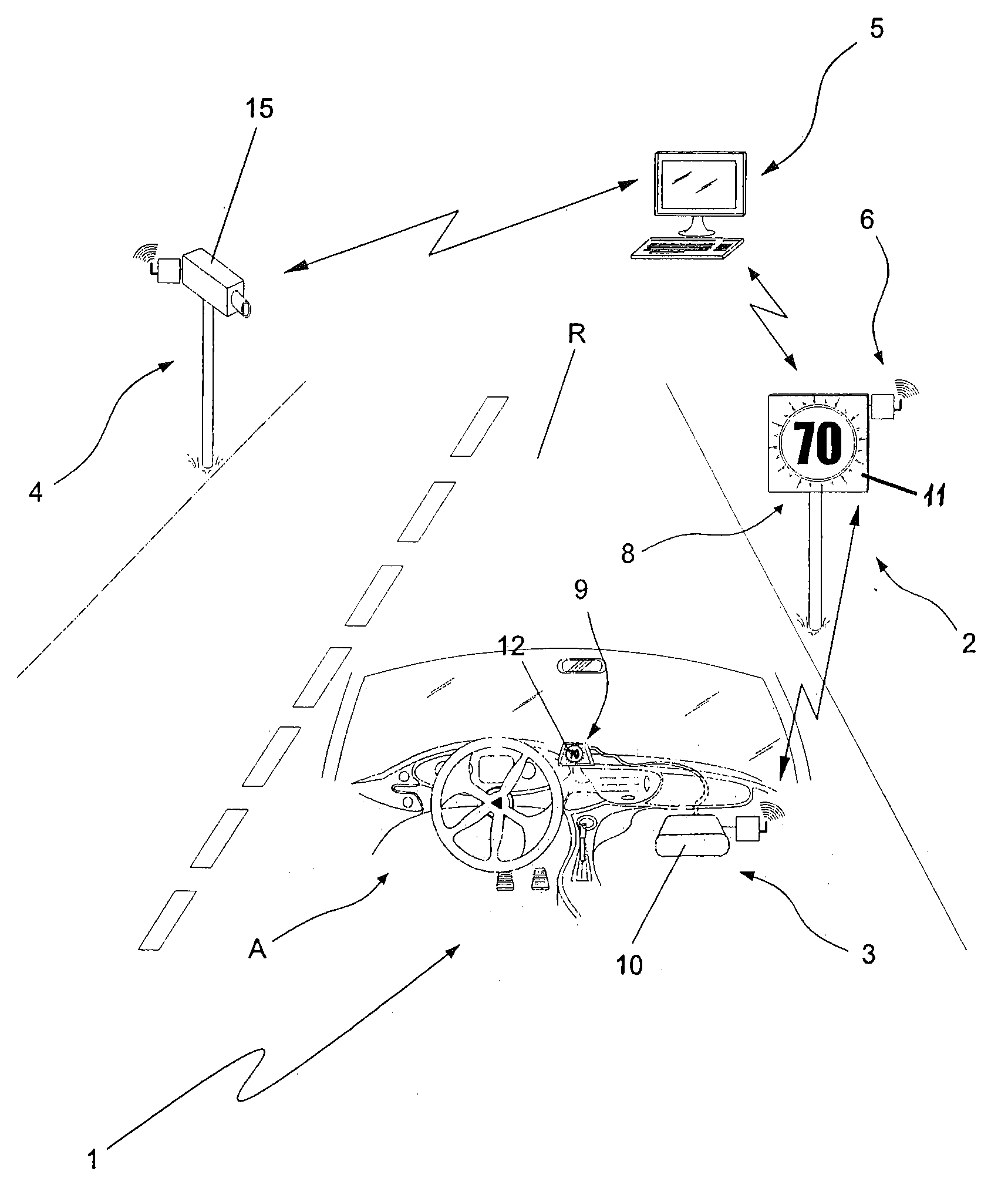 Interactive control system for controlling an urban and extra-urban road network subjected to safety and feature-related standards and/or restrictions