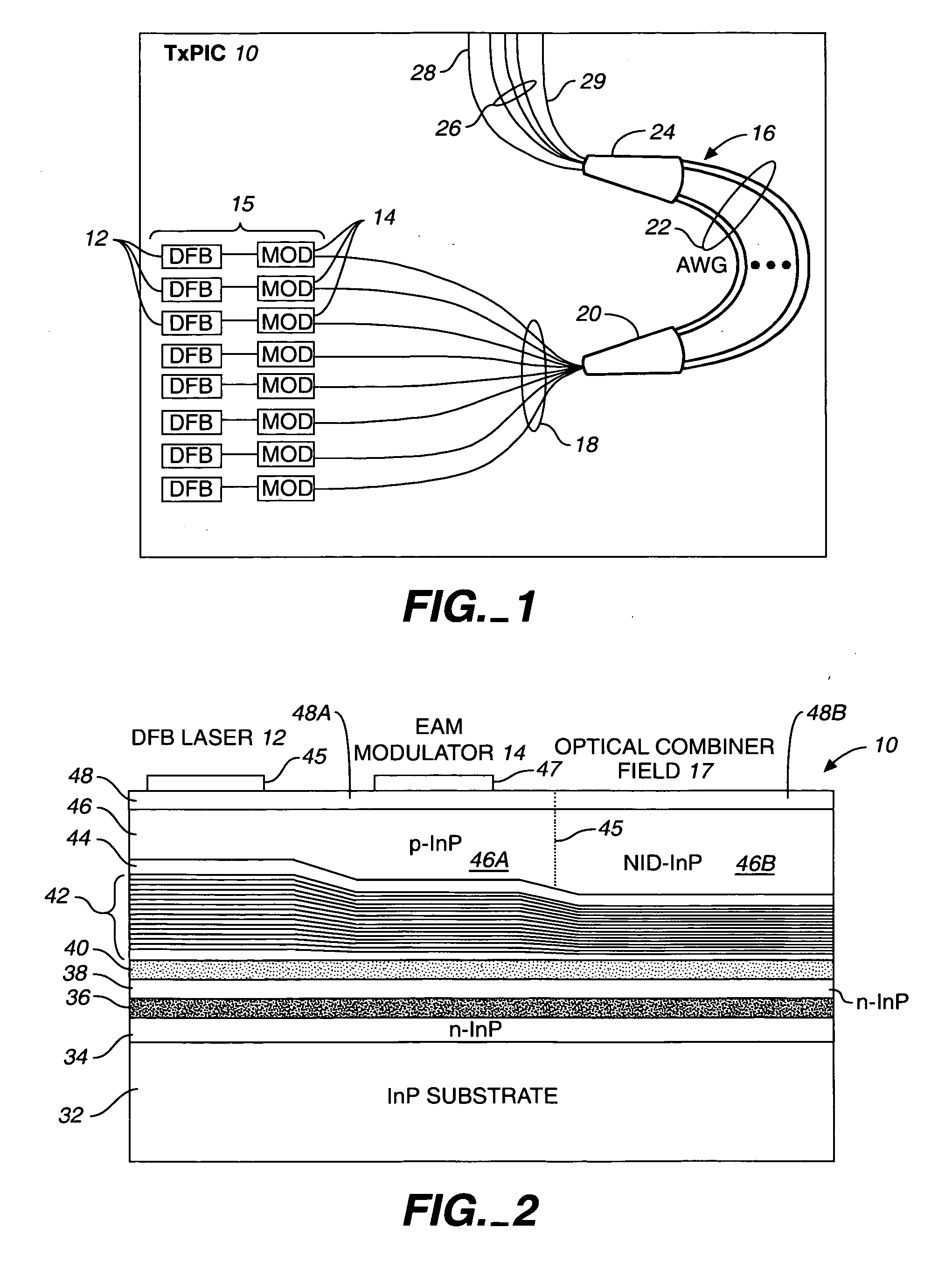 Optical communication module having at least one monolithic semiconductor photonic integrated circuit chip
