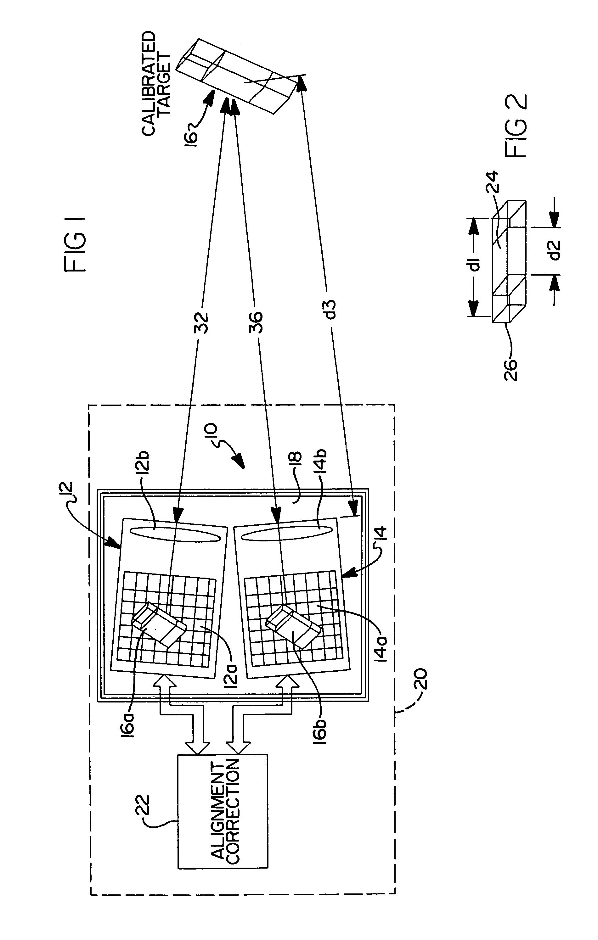 Method and apparatus for aligning a pair of digital cameras forming a three dimensional image to compensate for a physical misalignment of cameras