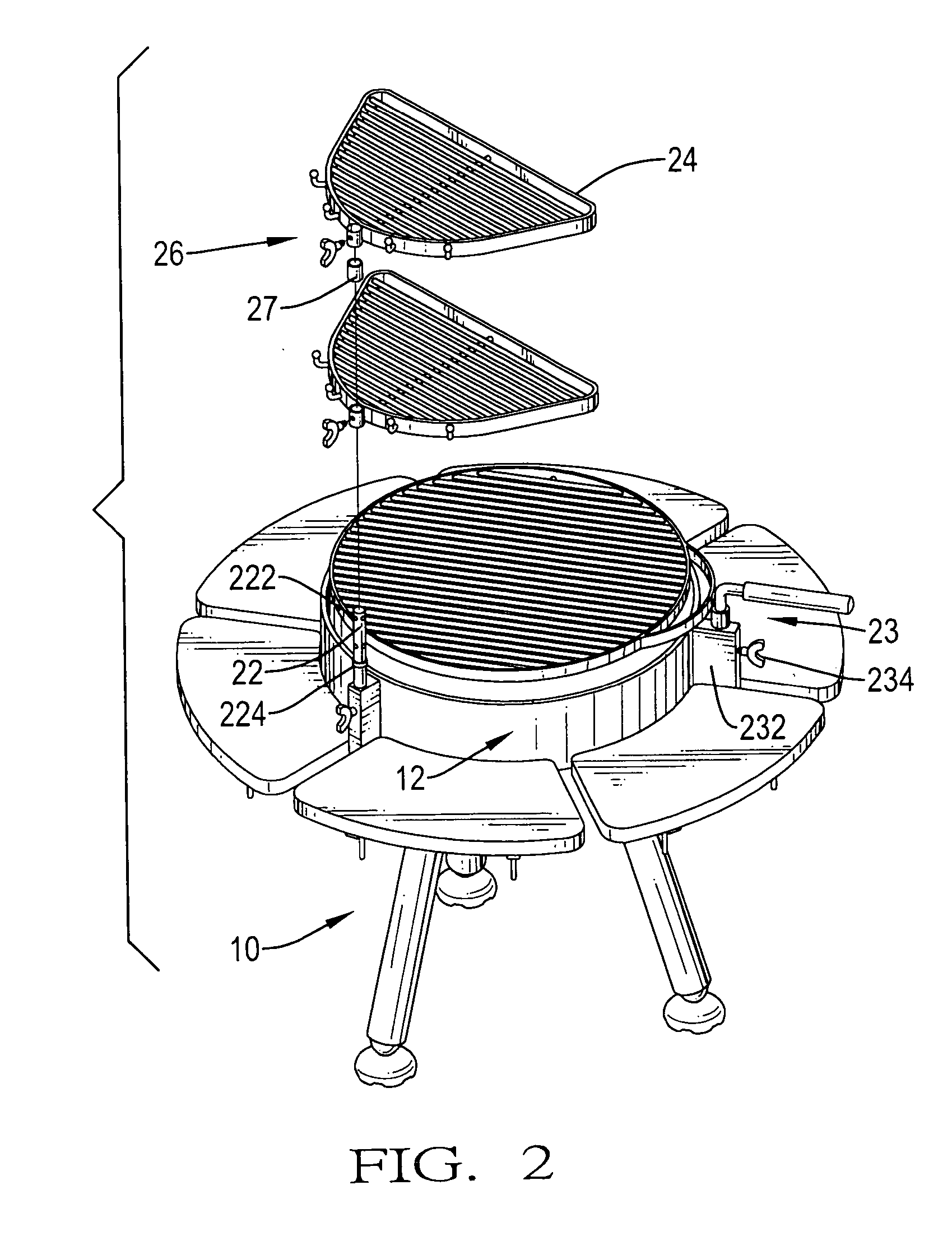 Barbecue cooker with an adjustable split grill assembly