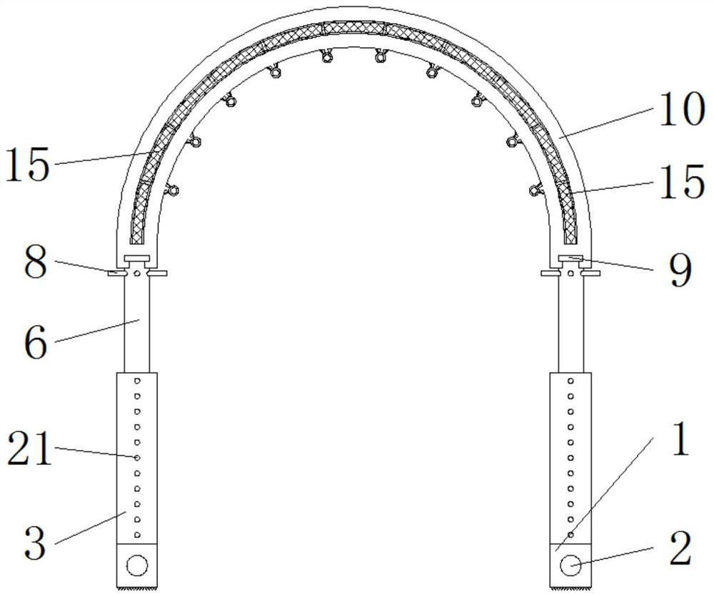 Adjustable support net rack capable of being kept attached to interior of tunnel for coal mining