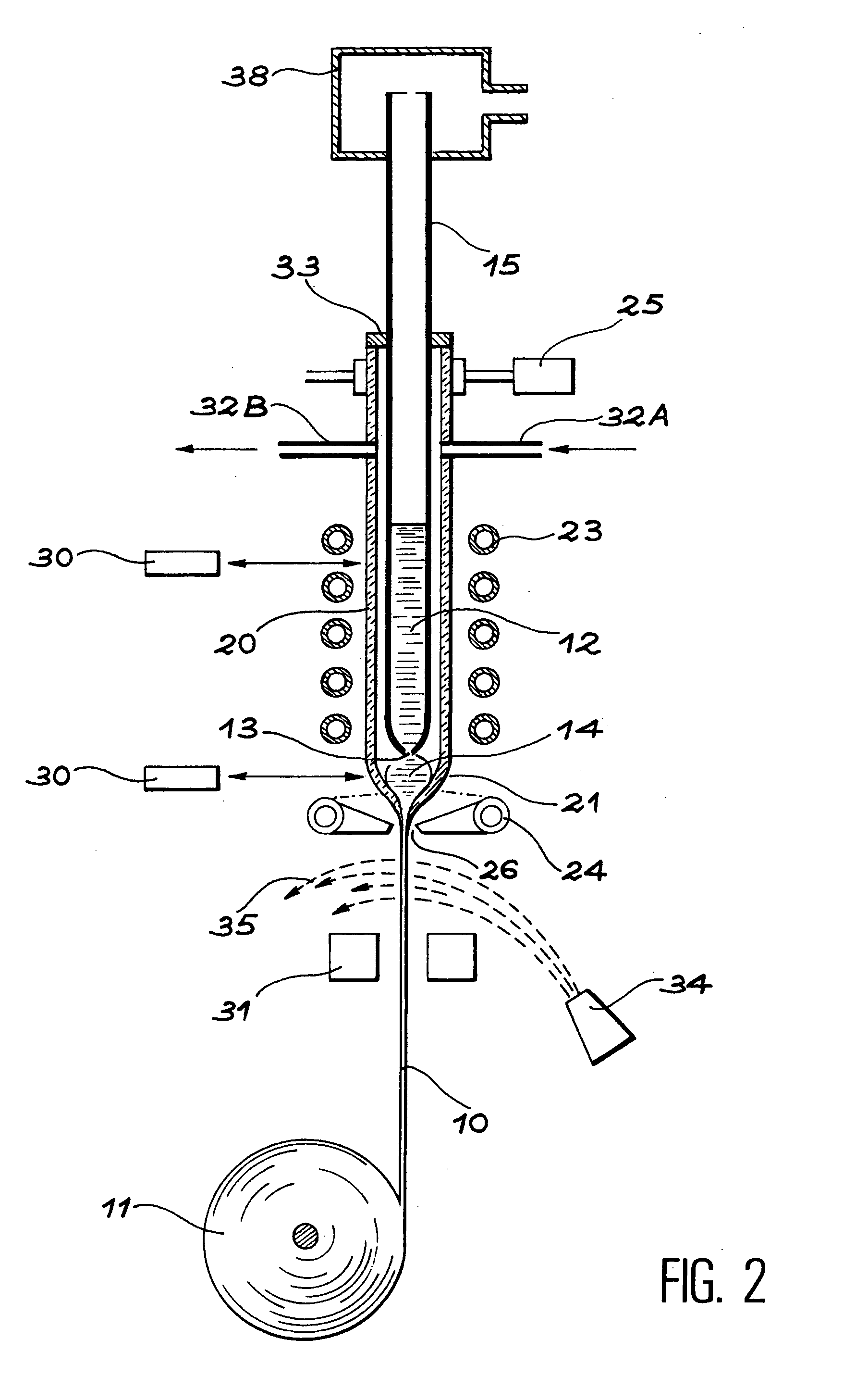 Method and device for continuous production of glass-sheathed metal wires
