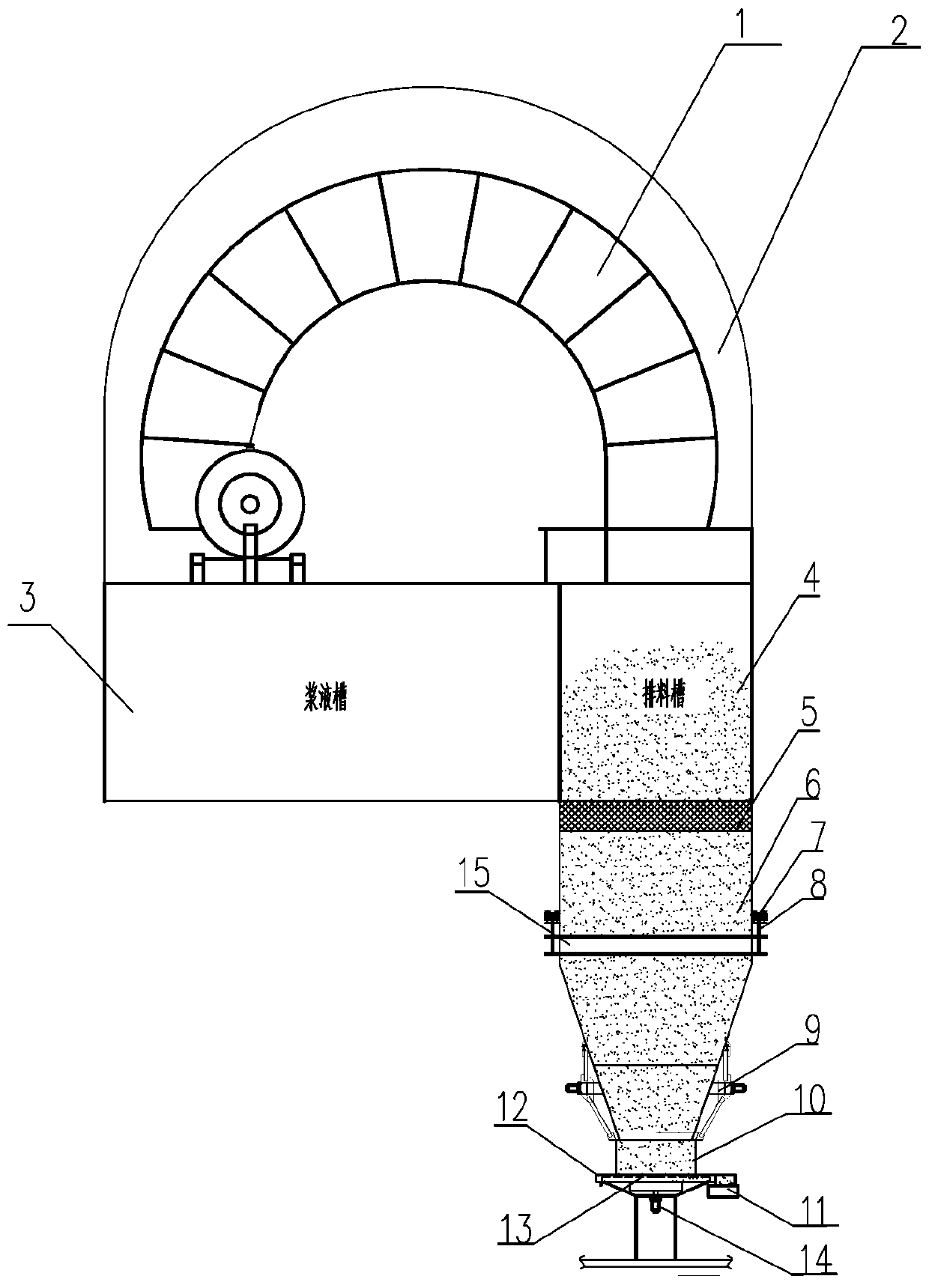 Pressurizing disc filter discharging device