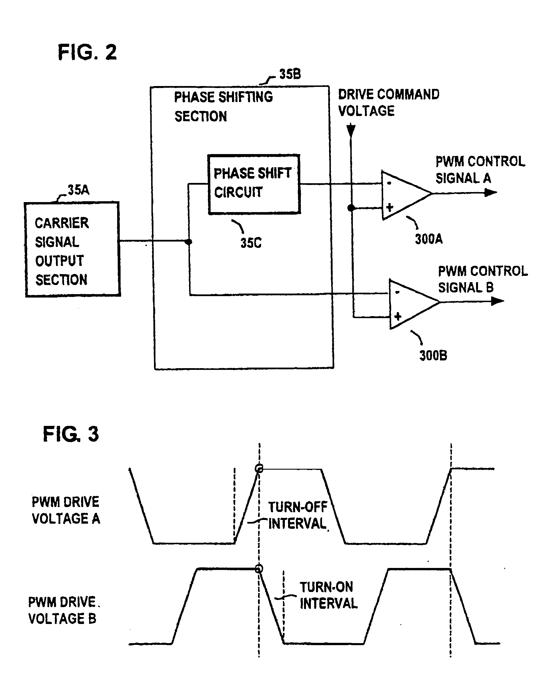 Drive apparatus for PWM control of two inductive loads with reduced generation of electrical noise