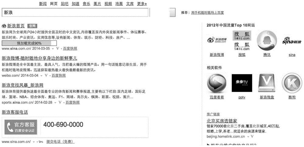 Method, system and browser for processing search results