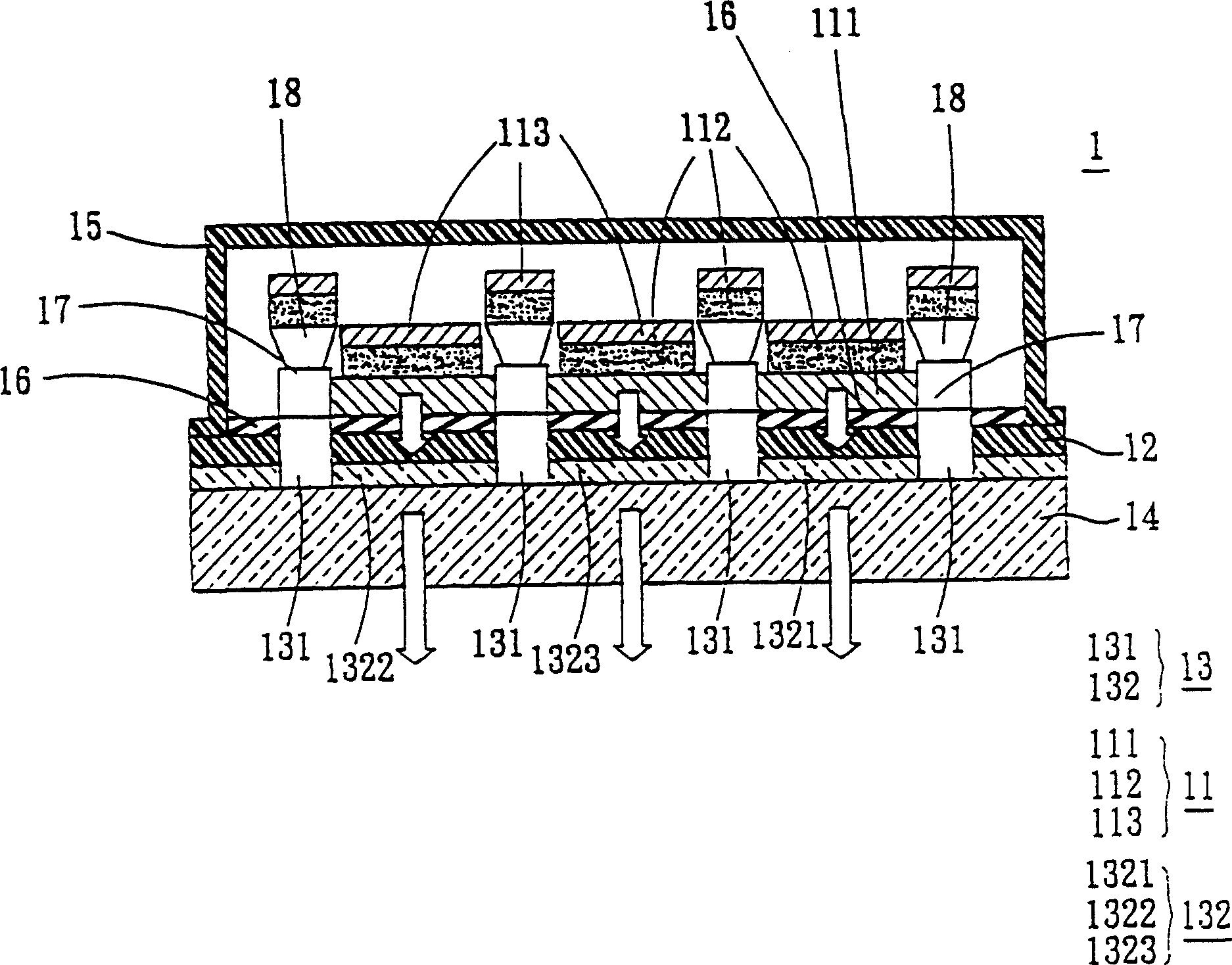Full-color display panel and light splitting substrate thereof