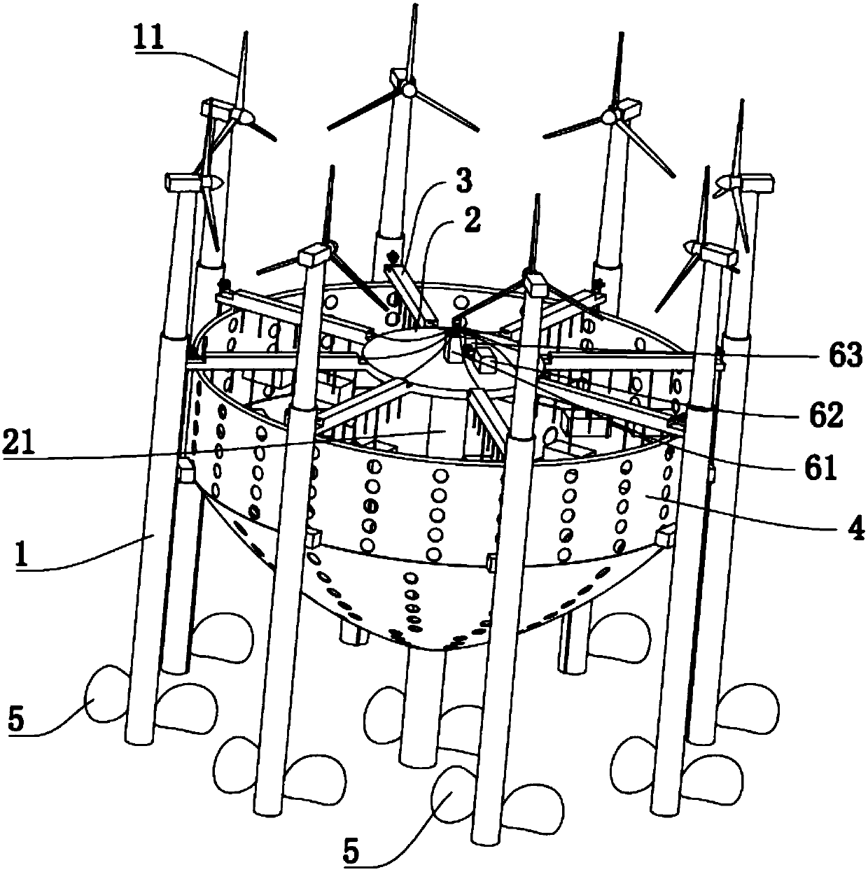 A marine farming method and device based on an offshore wind farm