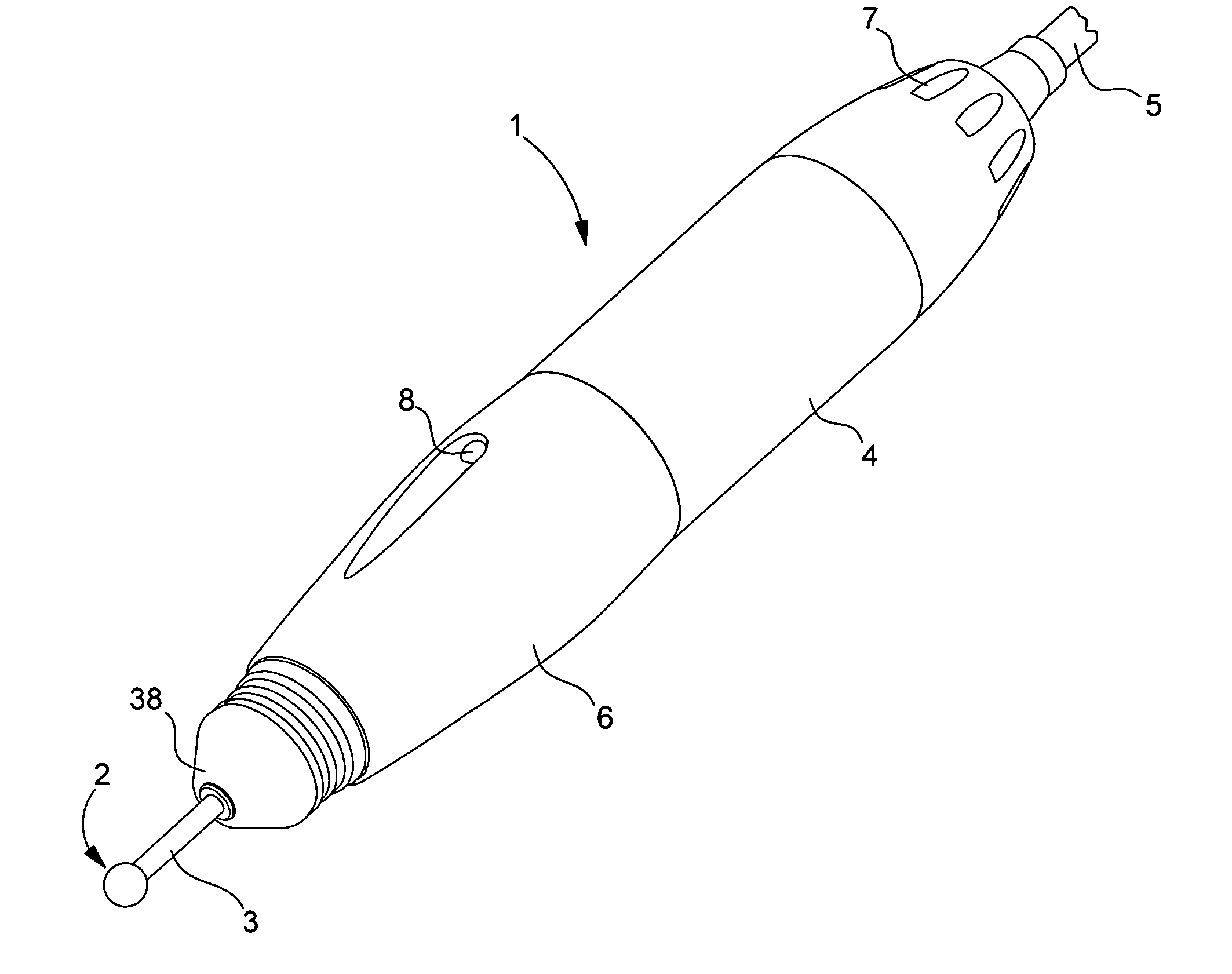 Handpiece for dental or surgical use with locking mechanism