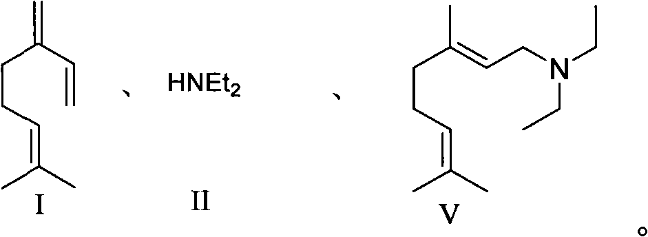 Synthesizing method of N,N-diethyl-3,7-dimethyl-(E)-2,6-octadiene-1-amine