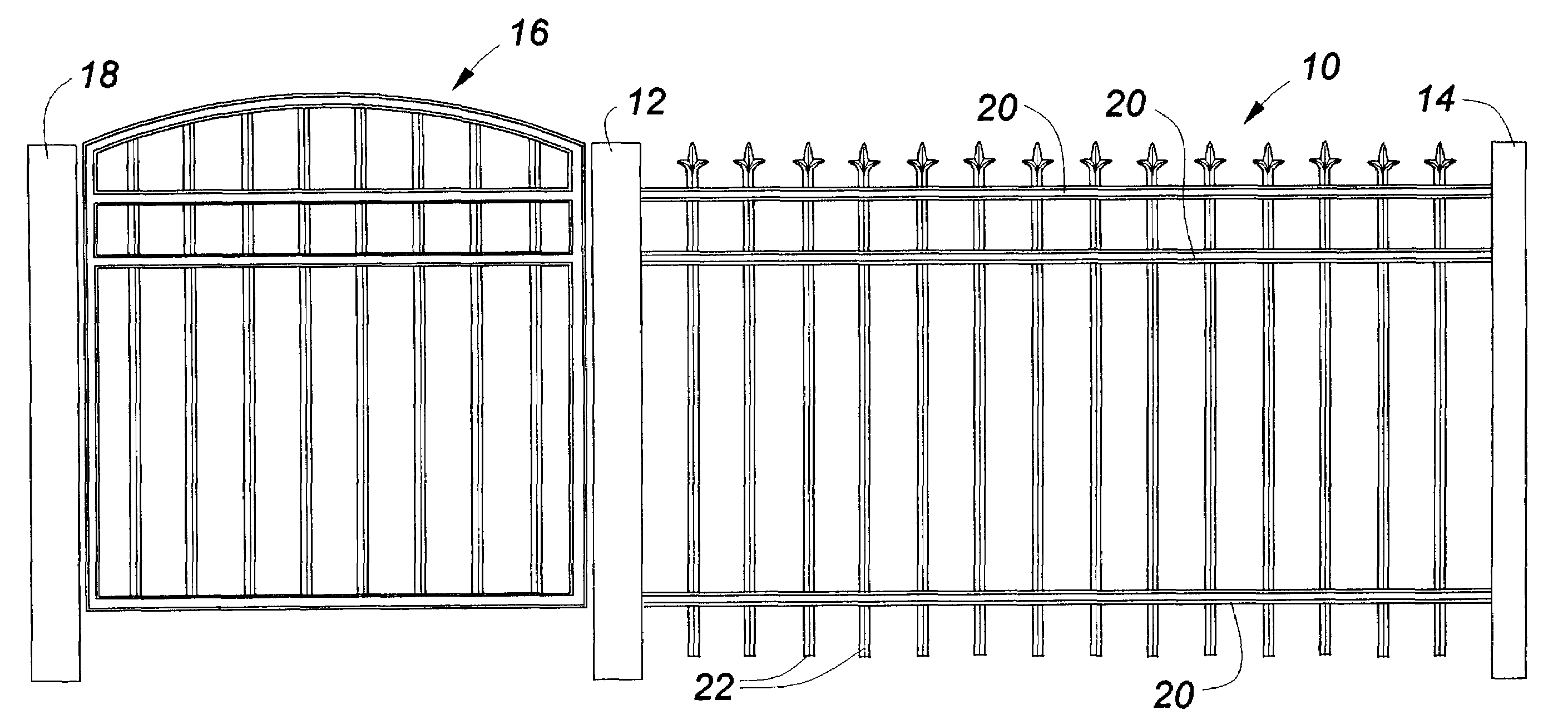 Plastic fencing simulative of wrought iron