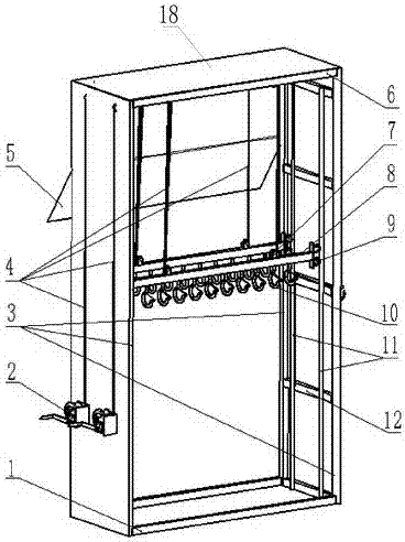 Split control rigging perpendicular storing device