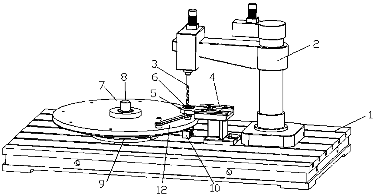 A large flange type workpiece drilling positioning device