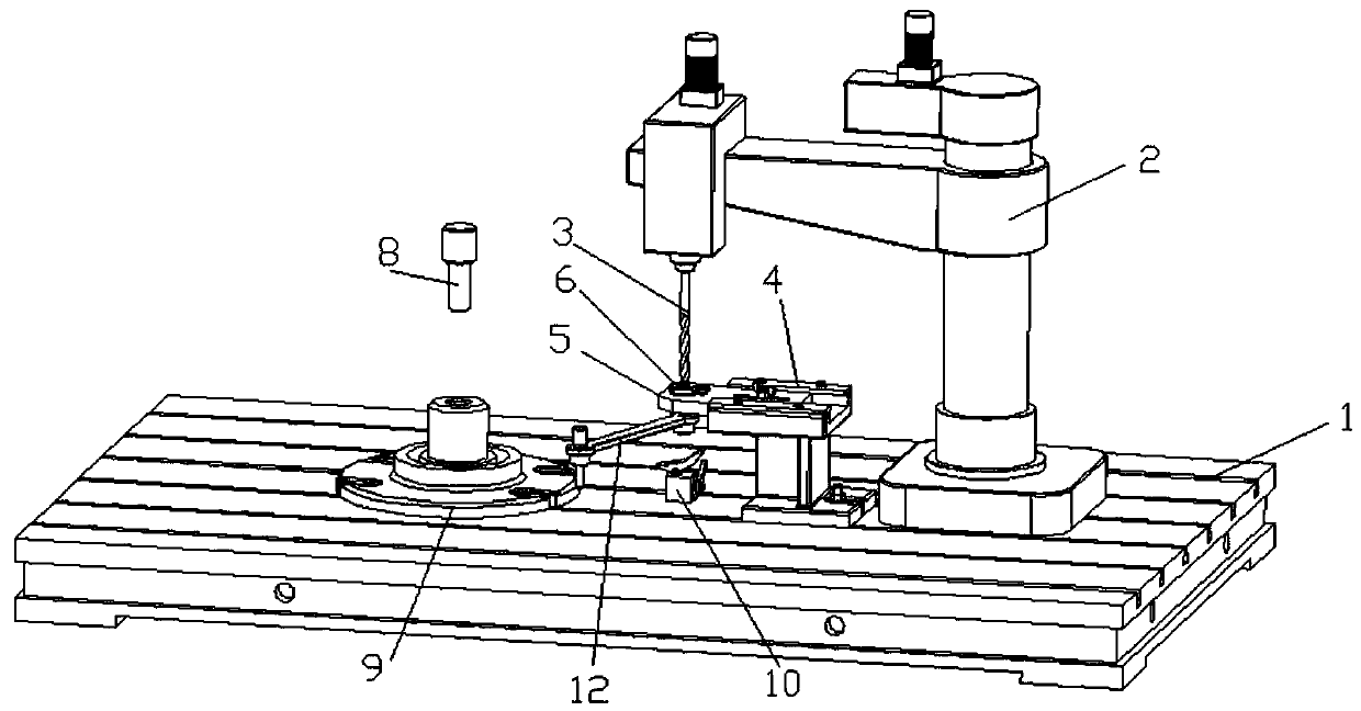 A large flange type workpiece drilling positioning device