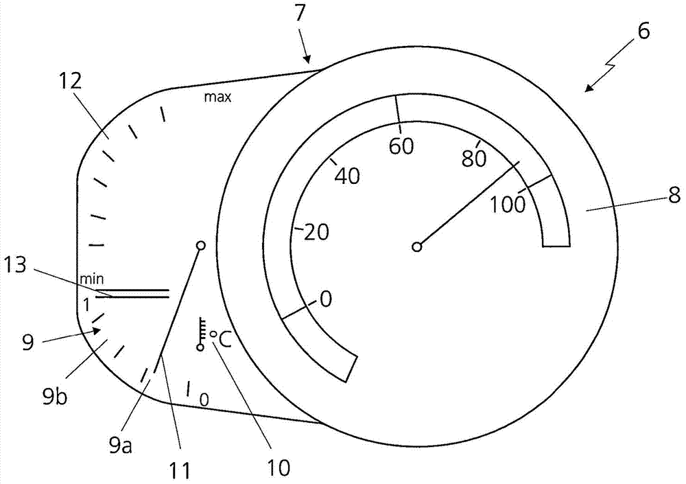 Device for displaying information in a hybrid vehicle