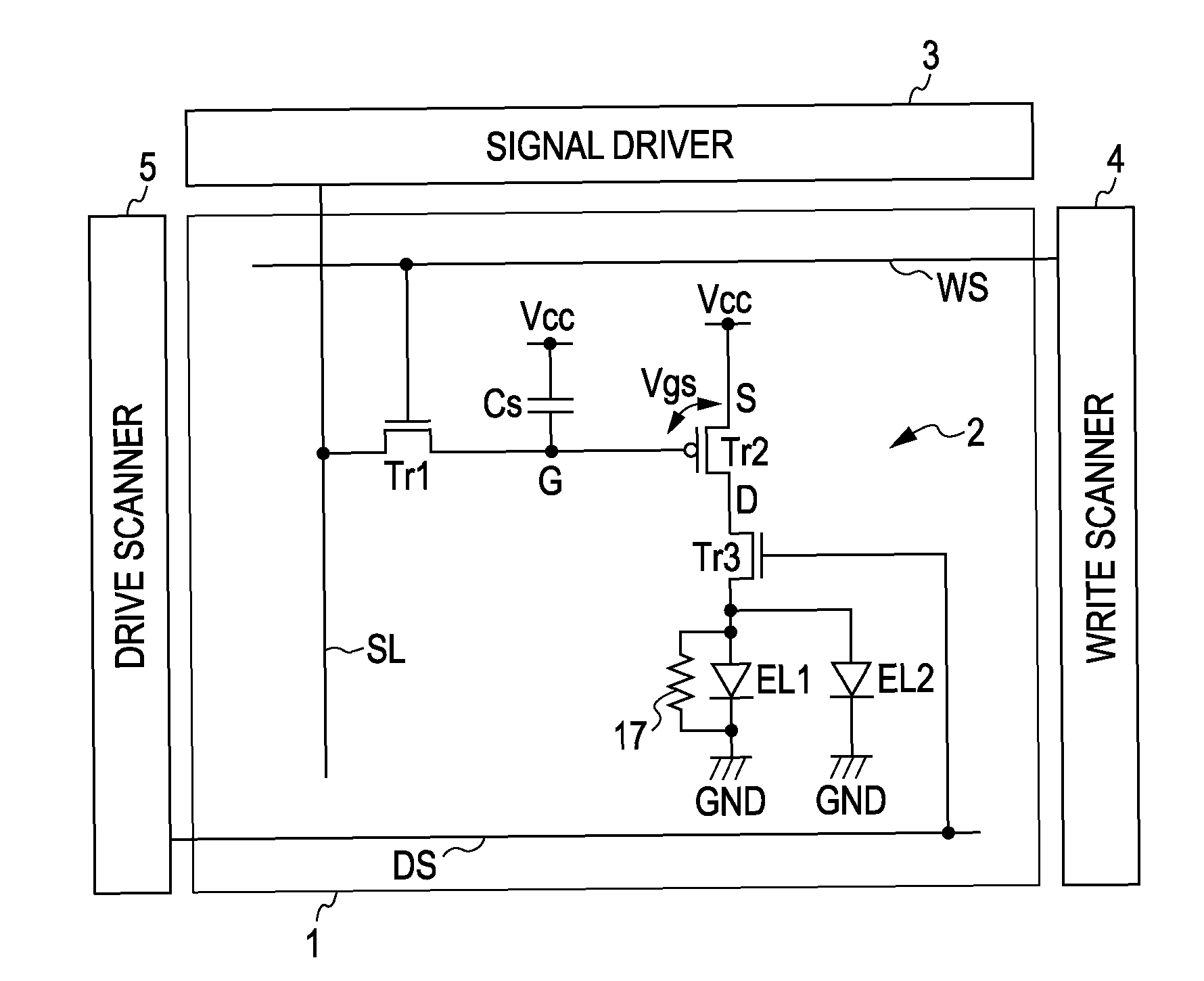 Active matrix display apparatus and electronic apparatus