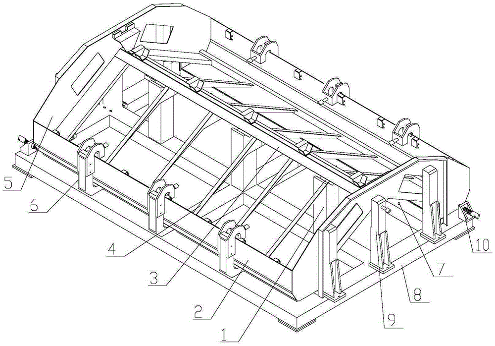Assembly device for internal combustion locomotive cooling chamber steel structures and manufacturing method thereof