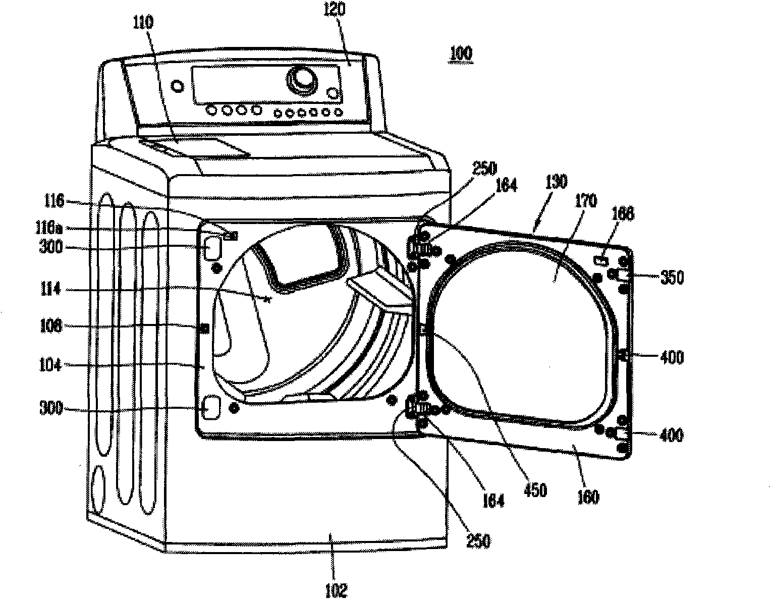 A clothing treatment device with door components