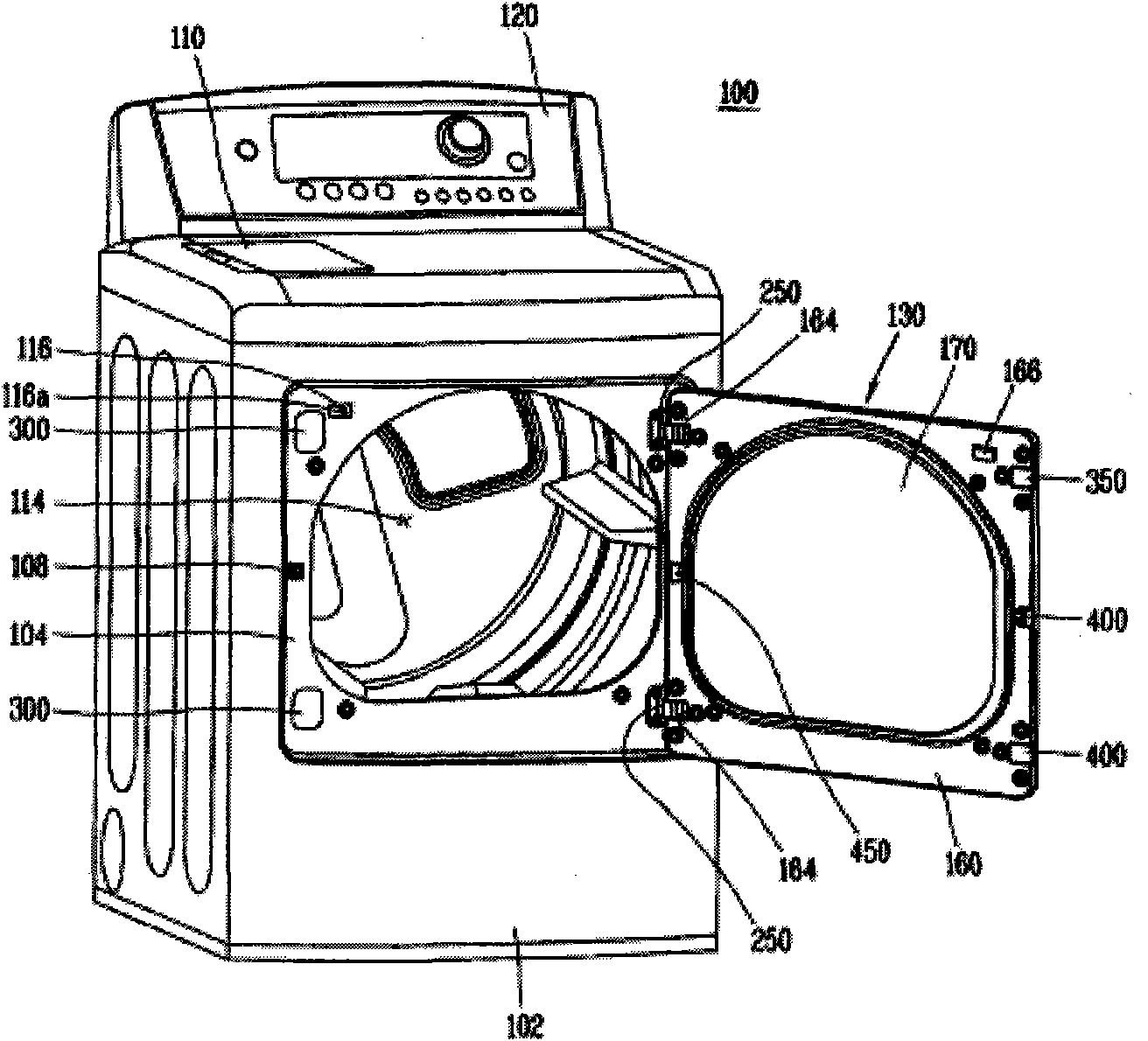 A clothing treatment device with door components