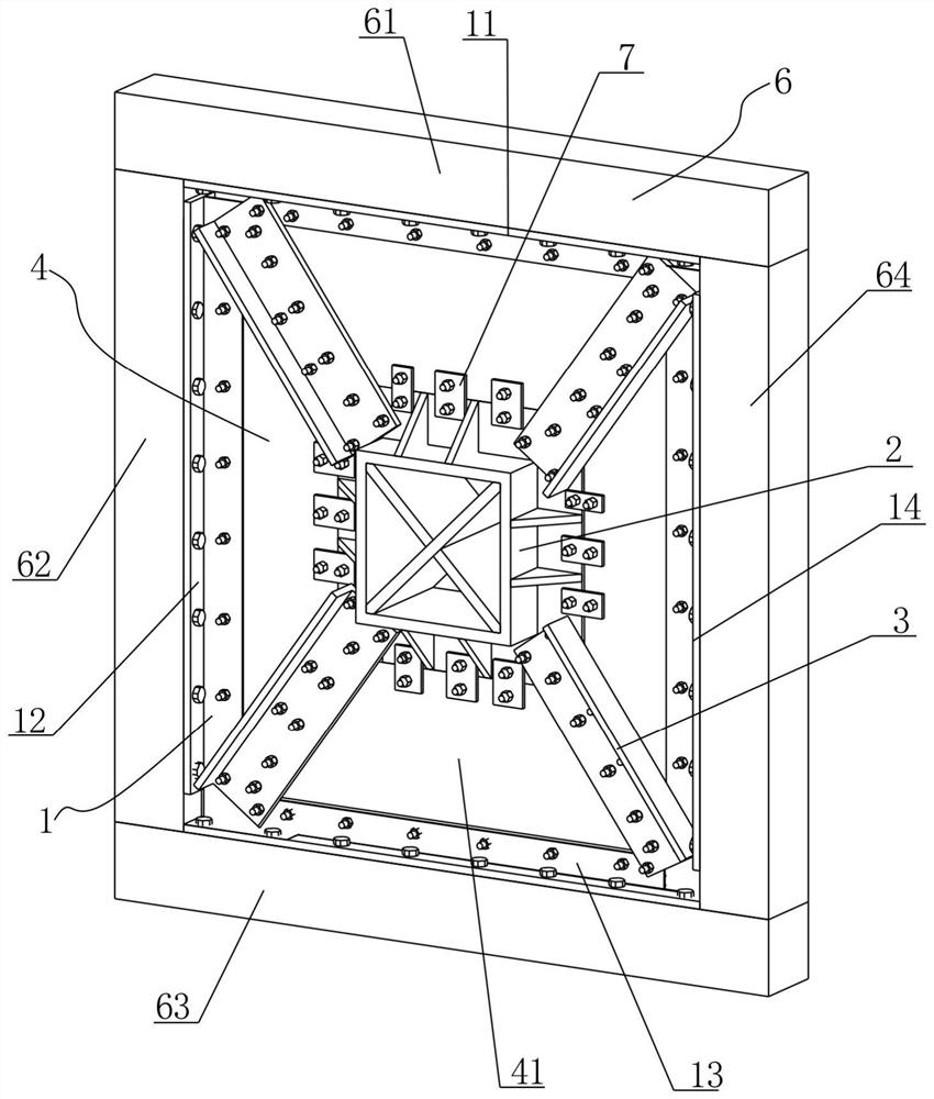 Assembly type oblique stiffening thin-walled steel plate shear wall reinforcing structure and construction method thereof