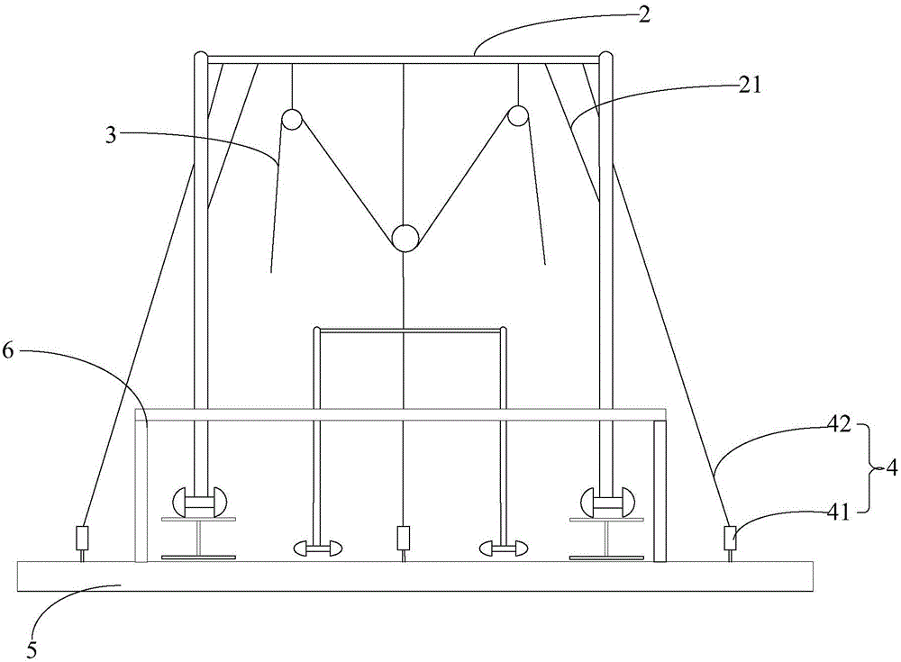 Detachable lifting device for door-like mast building and construction method of lifting device