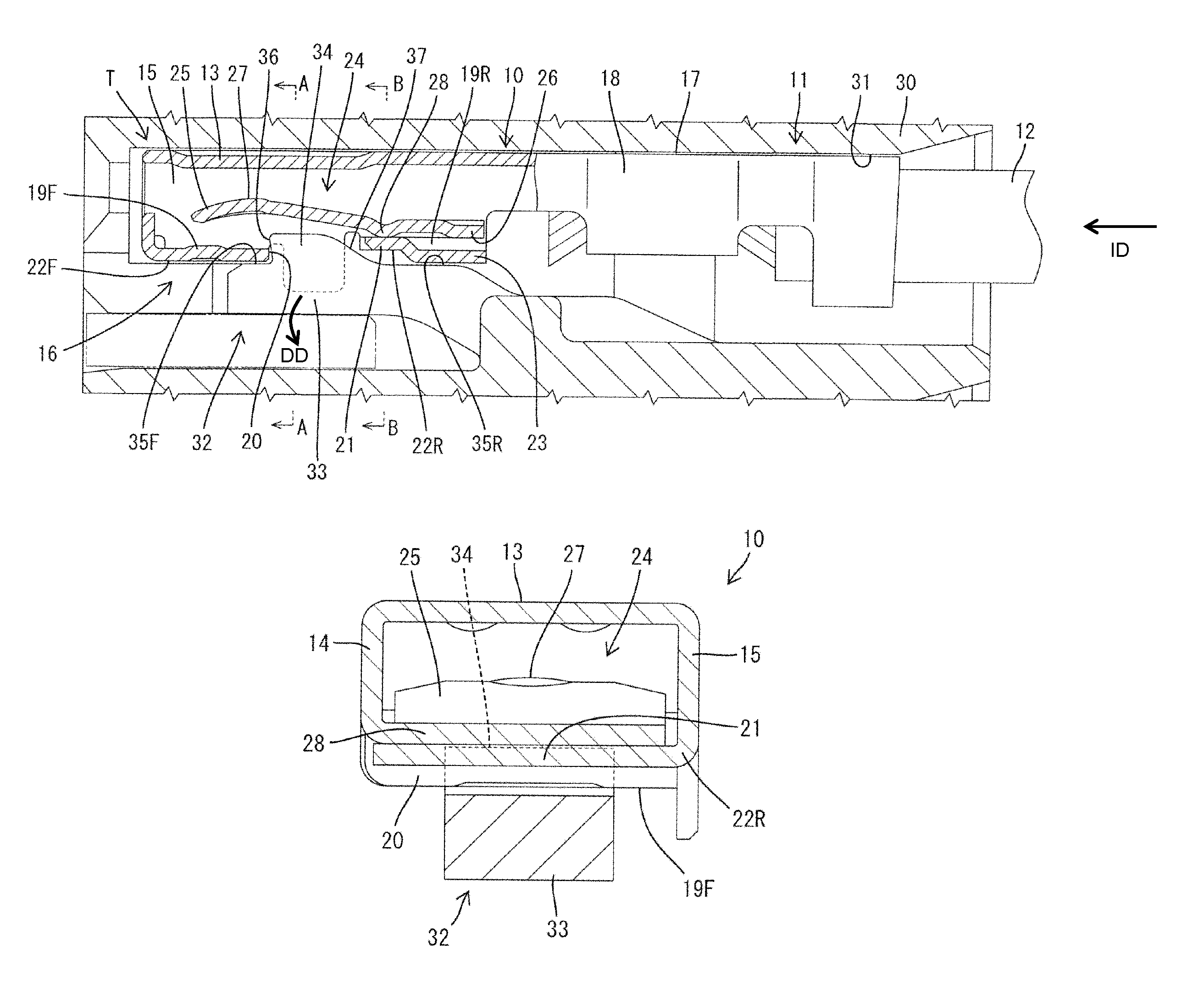 Terminal fitting having a retracted portion extending from one side plate to another side plate