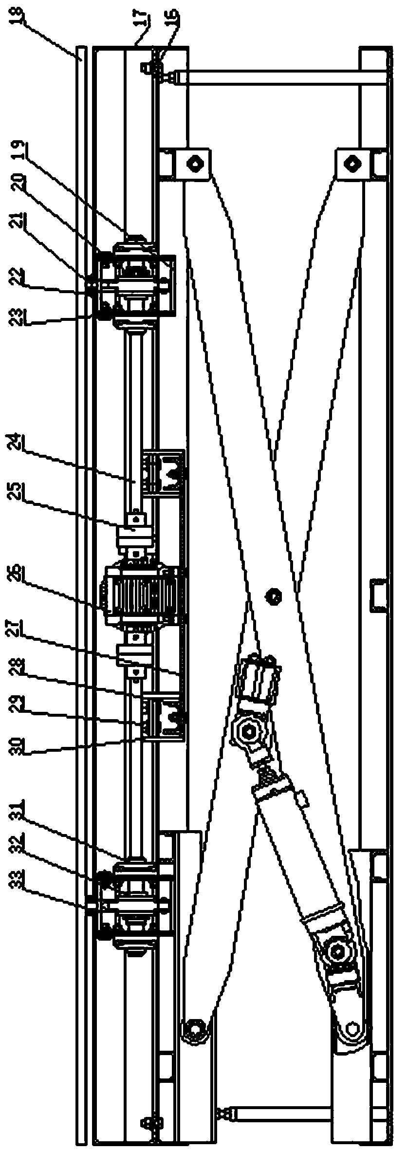 A hydraulic lifting platform with longitudinal and horizontal moving device