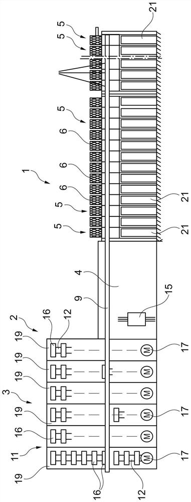 Tube storage and transport device for textile machine producing cross-wound packages