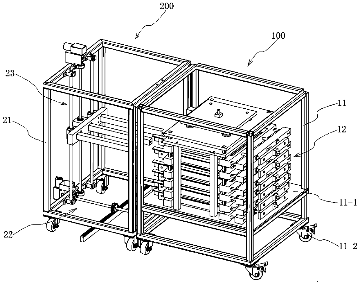 Intelligent automatic stacked book storing and taking device and control method thereof