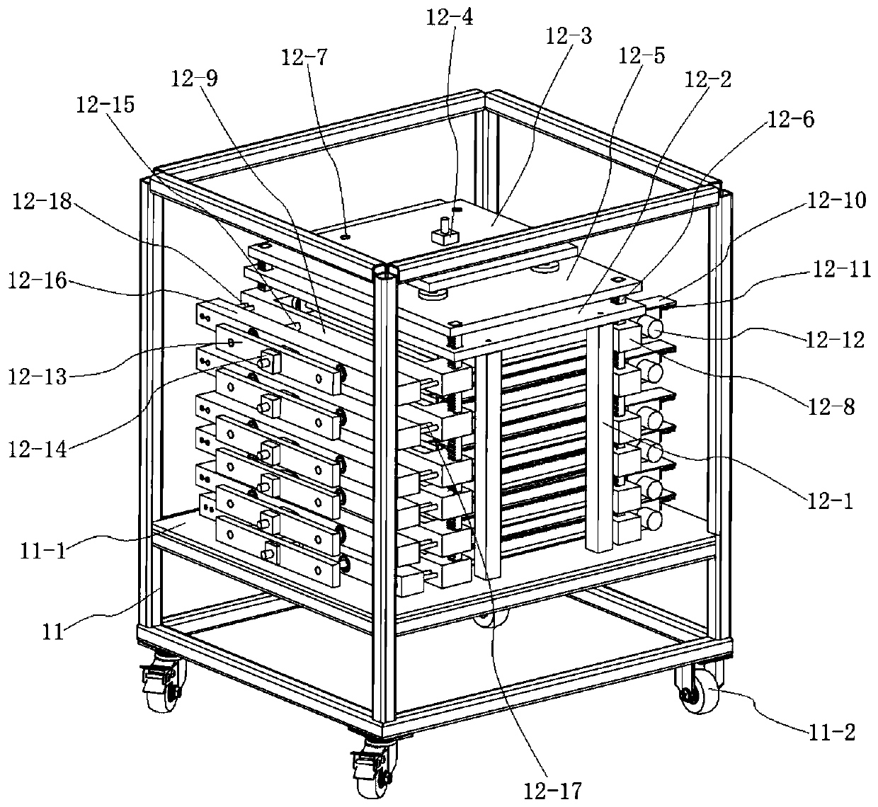 Intelligent automatic stacked book storing and taking device and control method thereof