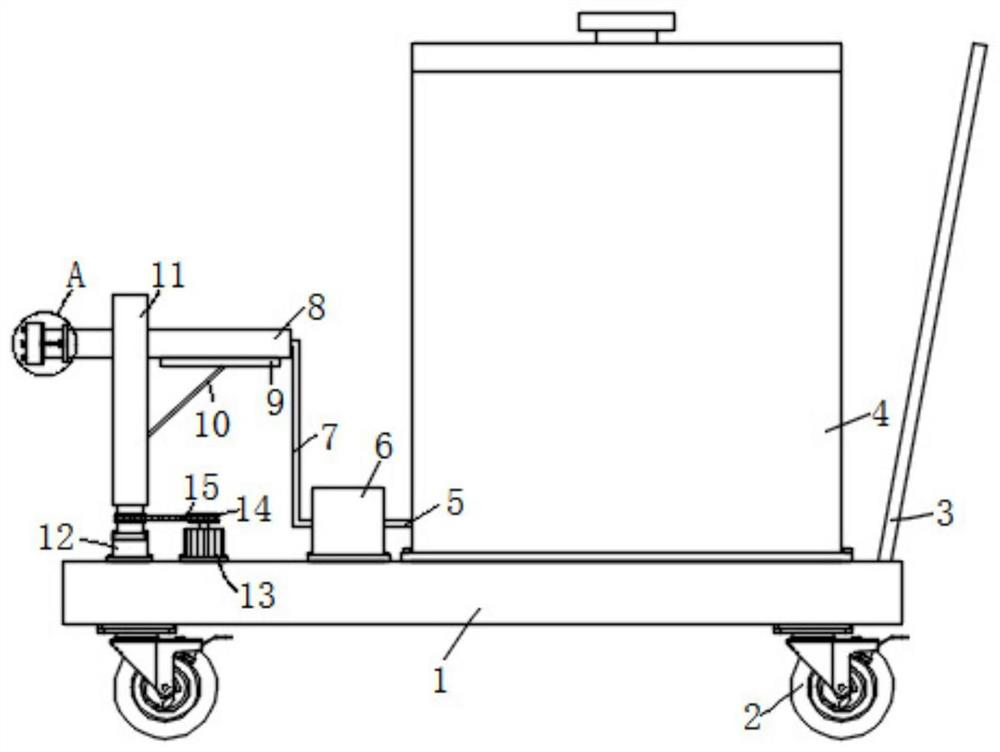 Water spraying dust settling device for civil construction site