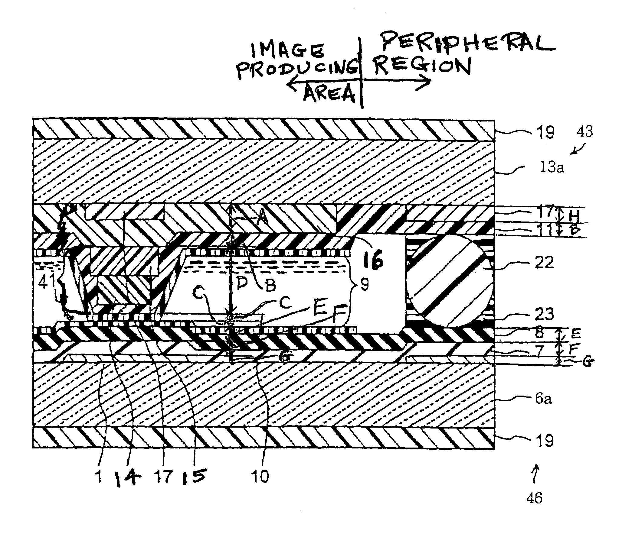 Liquid crystal display panel with wide column spacers for keeping gap constant and process for fabrication thereof