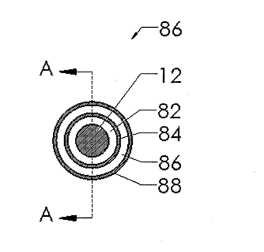 Li-ion battery and battery active components on metal wire
