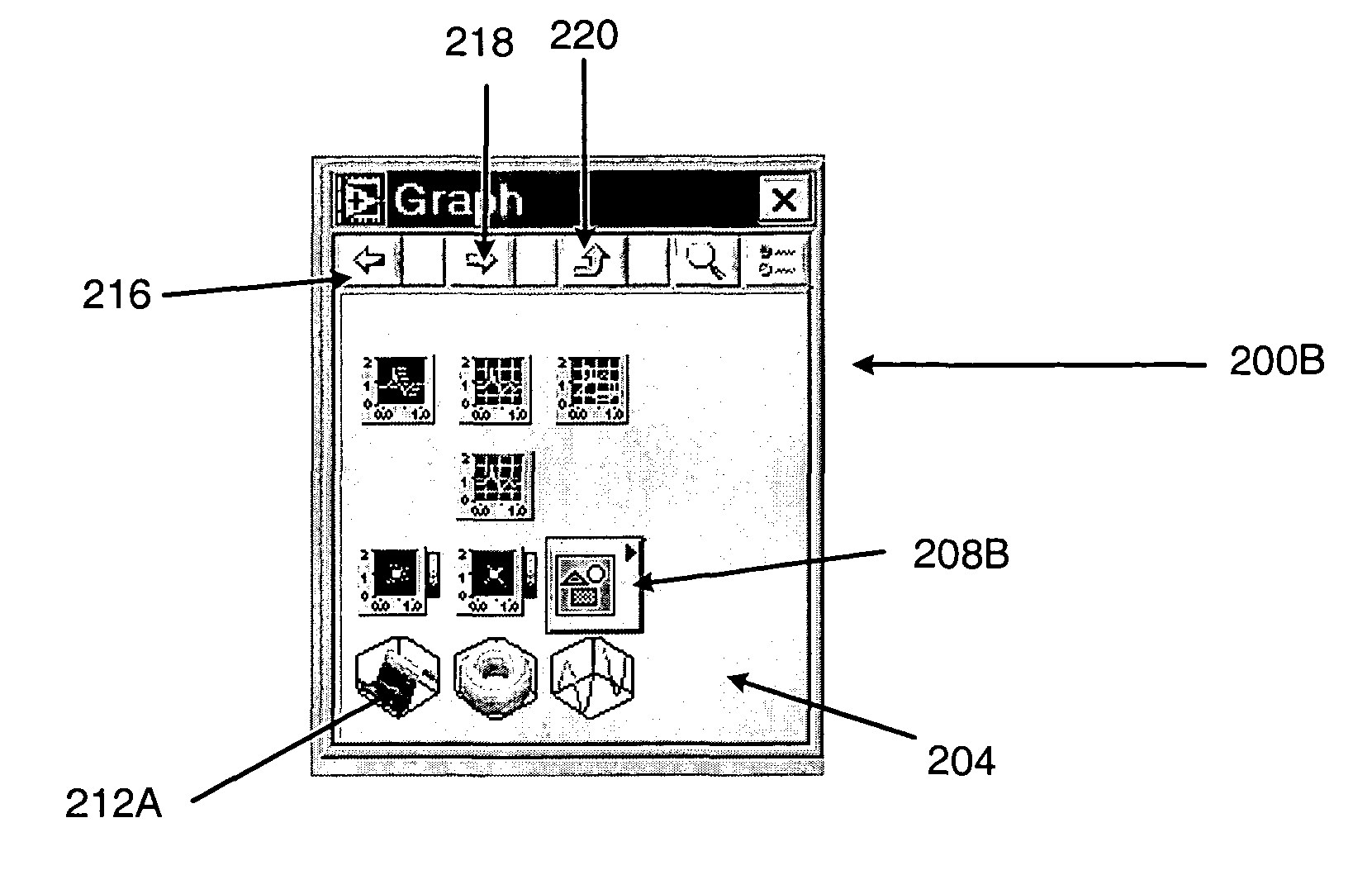 Graphical user interface including palette windows with an improved navigation interface