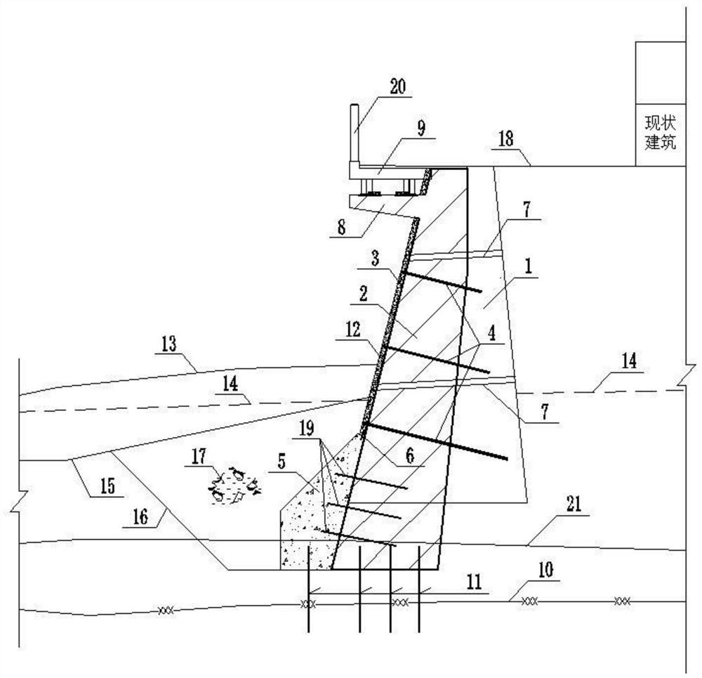 Old river levee retaining wall renovation structure and method