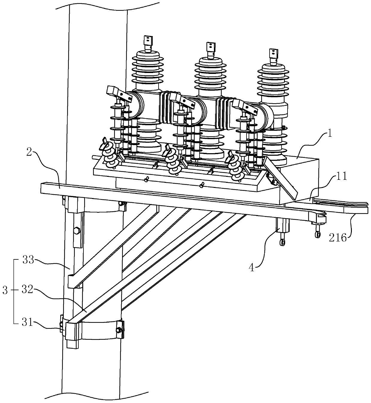 Outdoor pole-mounted vacuum circuit breaker