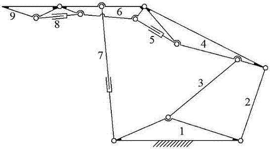 Hydraulic support approximate straight-line track four-rod mechanism