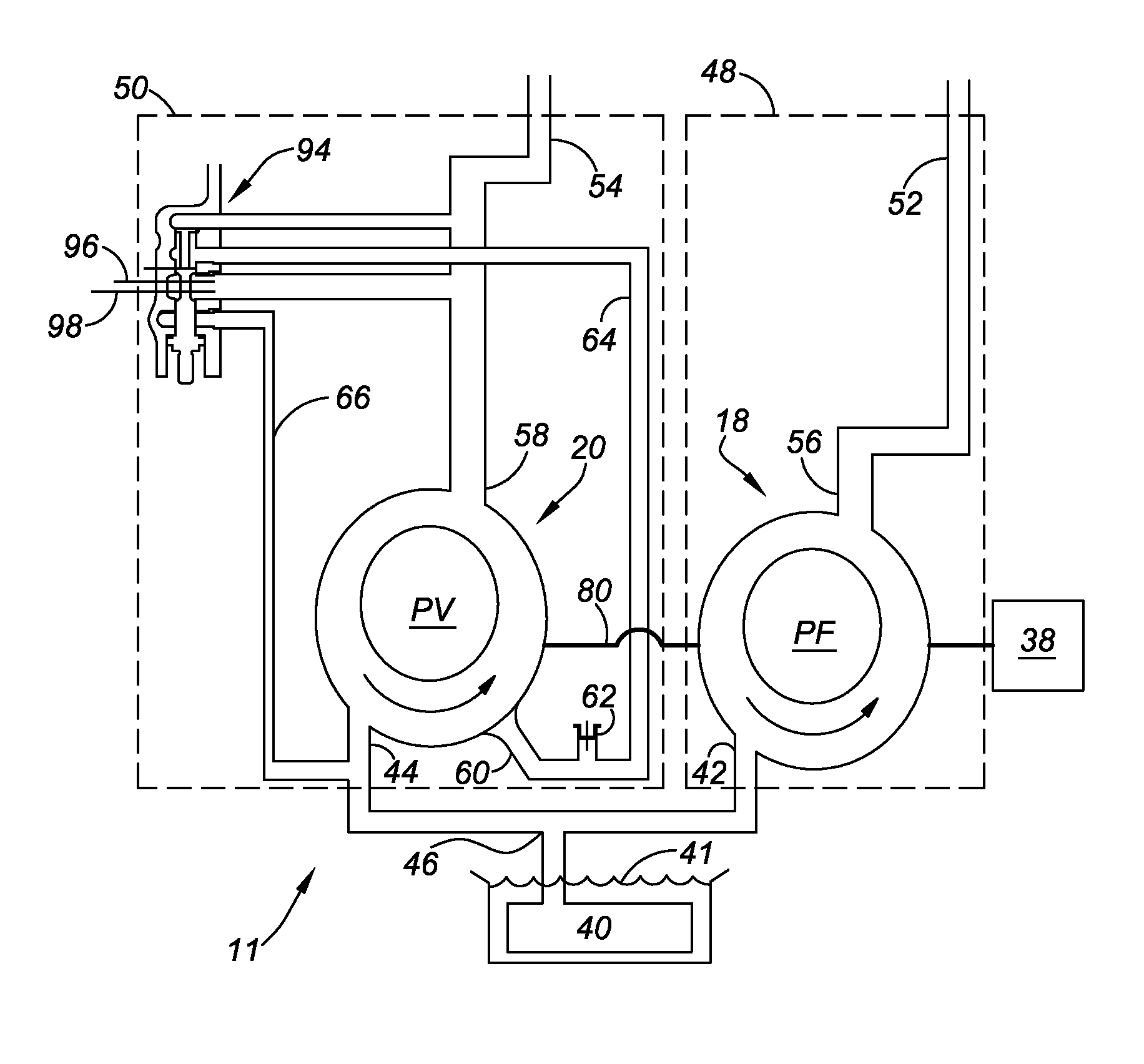 Split-pressure dual pump hydraulic fluid supply system for a multi-speed transmission and method